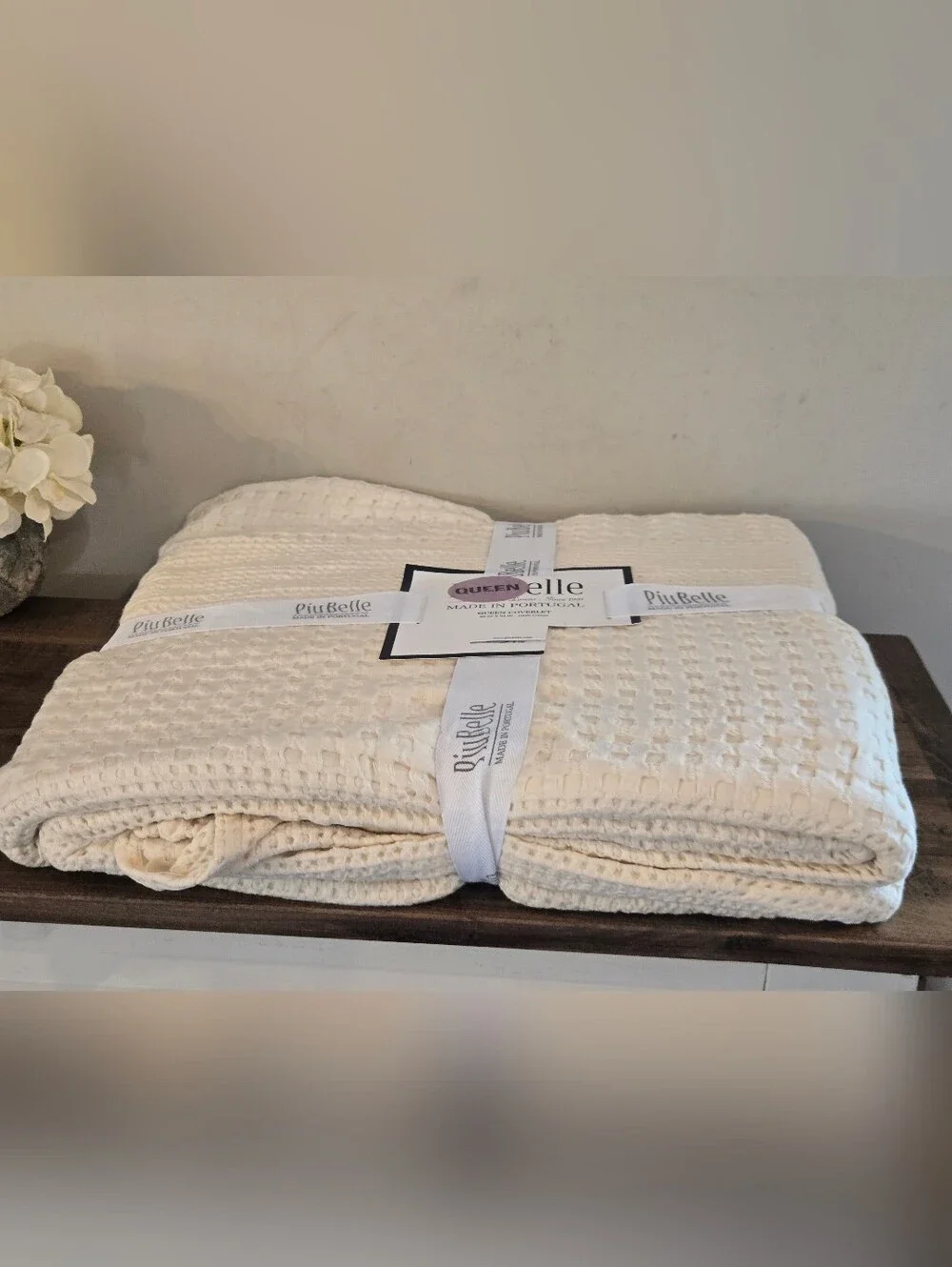 Piubelle Piu Belle Matelasse Queen Waffle  Cotton Ceeam Coverlet BlanketPortugal